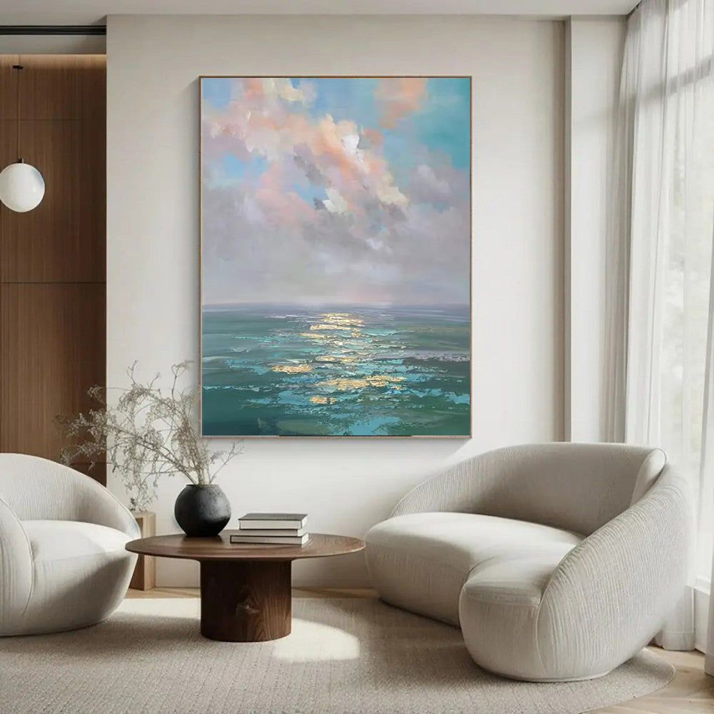 Handmade Oil Painting Canvas Wall Art Decoration Modern Abstract Ocean Landscape For Home Decor Rolled Frameless Unstretched Painting