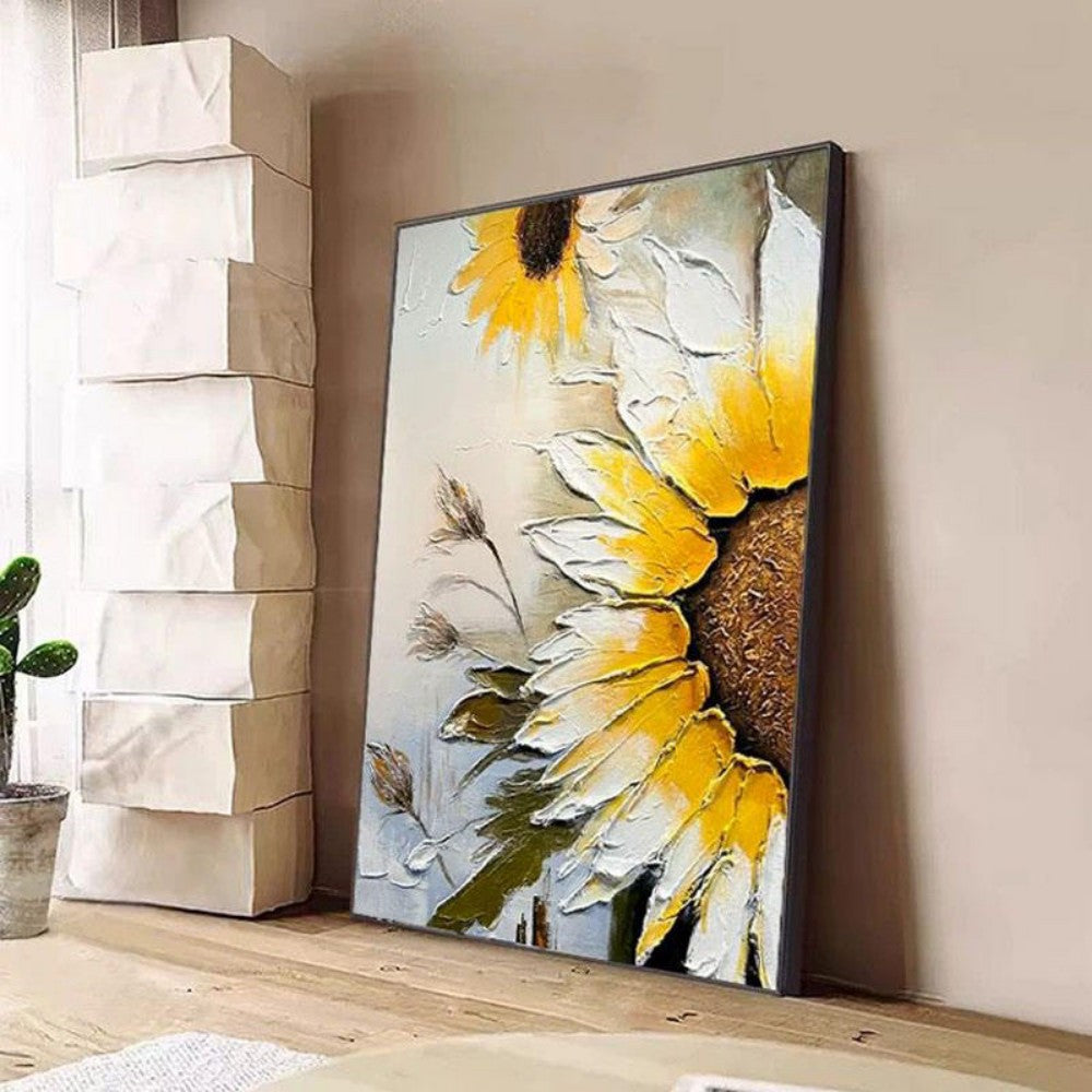 Handmade Oil Painting Canvas Wall Art Decoration Sunflower Modern Texture For Home Living Room Decor Rolled Frameless Unstretched Painting