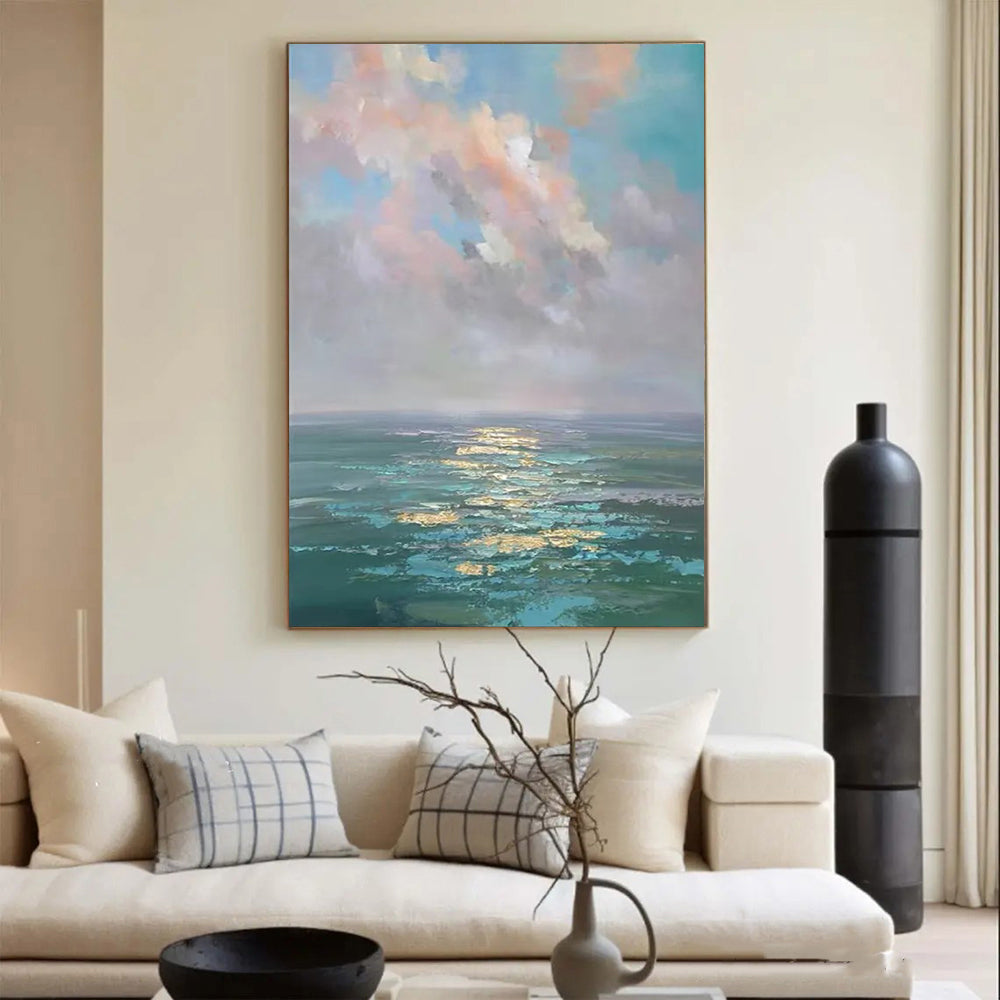 Handmade Oil Painting Canvas Wall Art Decoration Modern Abstract Ocean Landscape For Home Decor Rolled Frameless Unstretched Painting