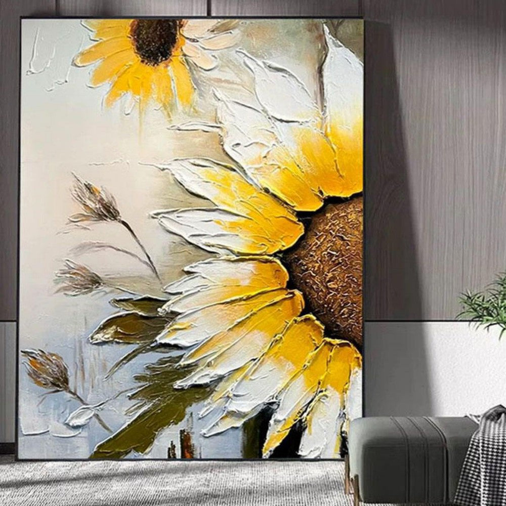 Handmade Oil Painting Canvas Wall Art Decoration Sunflower Modern Texture For Home Living Room Decor Rolled Frameless Unstretched Painting