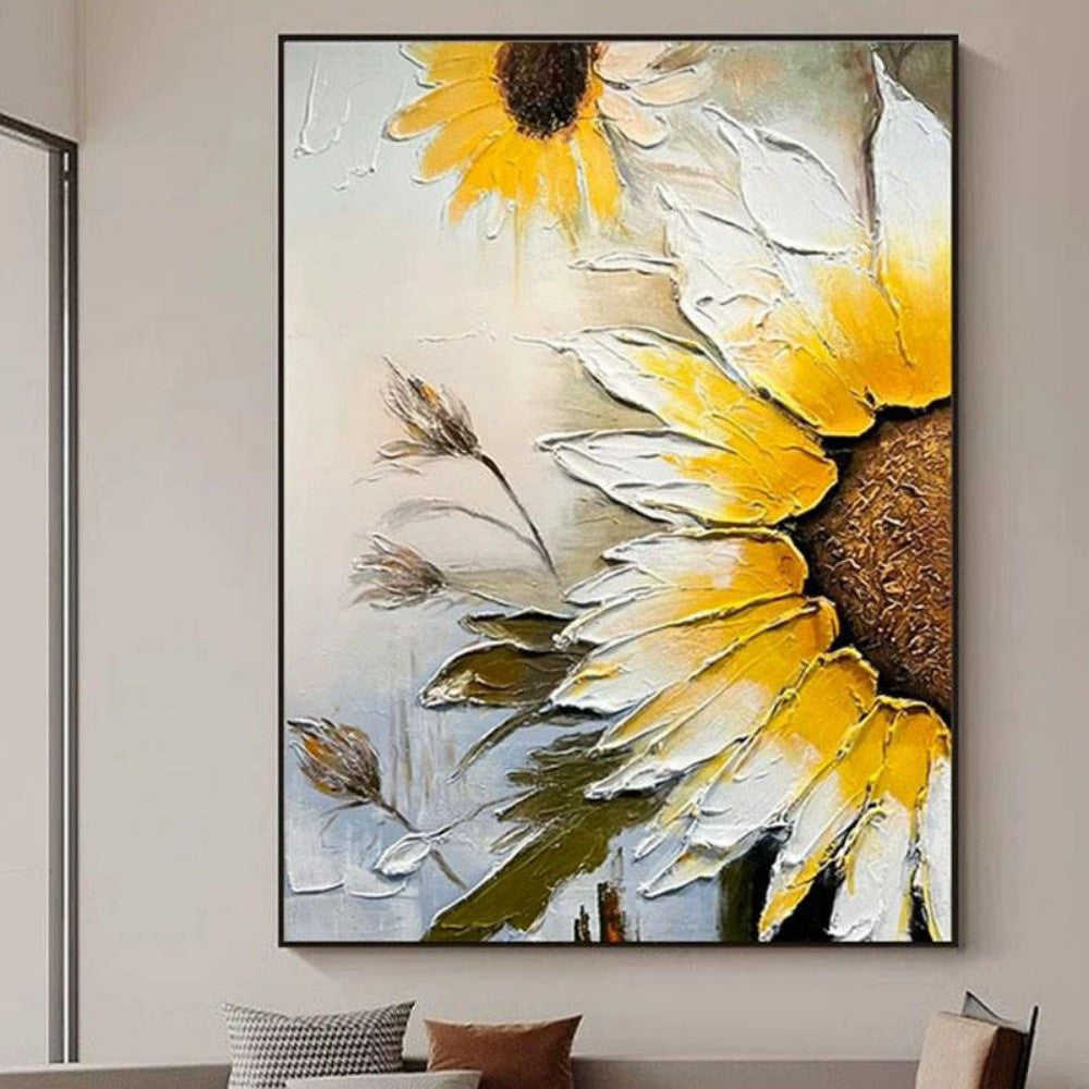 Handmade Oil Painting Canvas Wall Art Decoration Sunflower Modern Texture For Home Living Room Decor Rolled Frameless Unstretched Painting