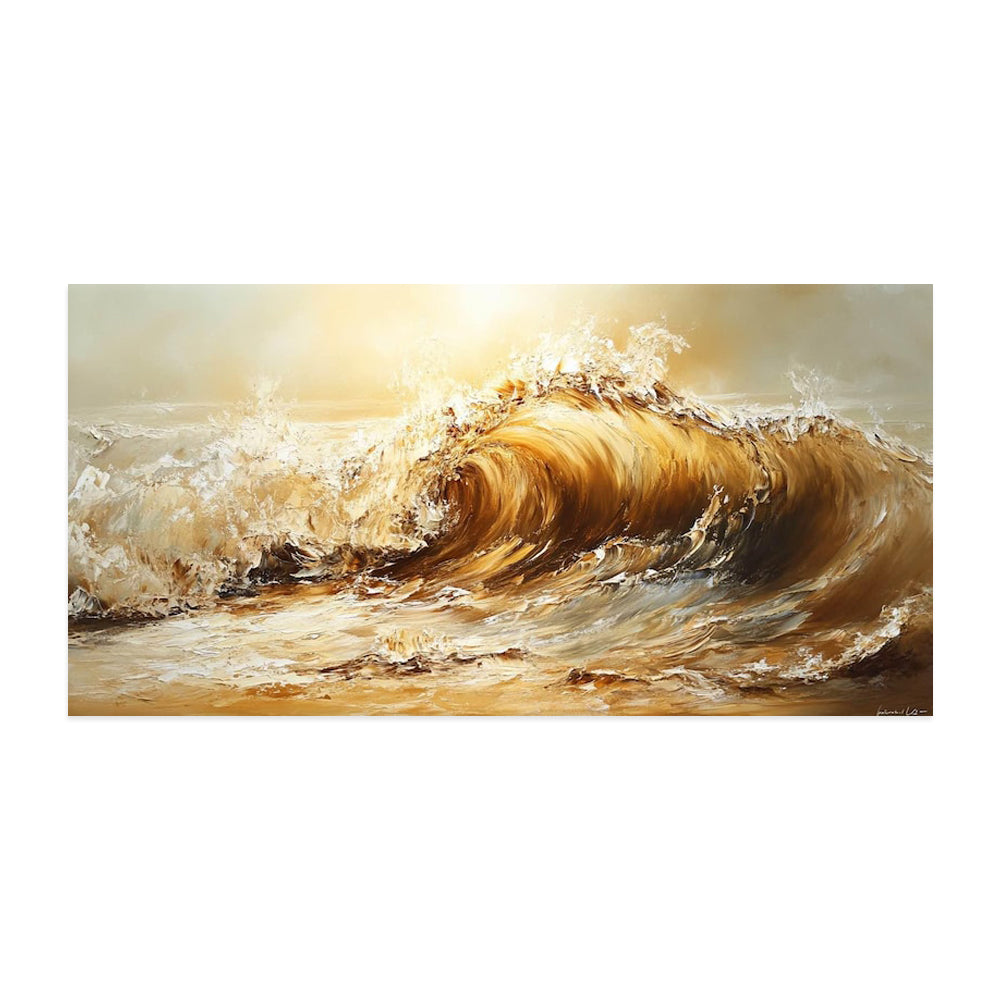 Handmade Oil Painting Canvas Wall Art Decoration Abstract Yellow Waves Landscape For Home Decor Rolled Frameless Unstretched Painting