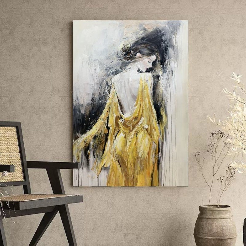 Handmade Oil Painting Canvas Wall Art Decoration Modern Elegant Woman Texture For Home Living Room Decor Rolled Frameless Unstretched Painting