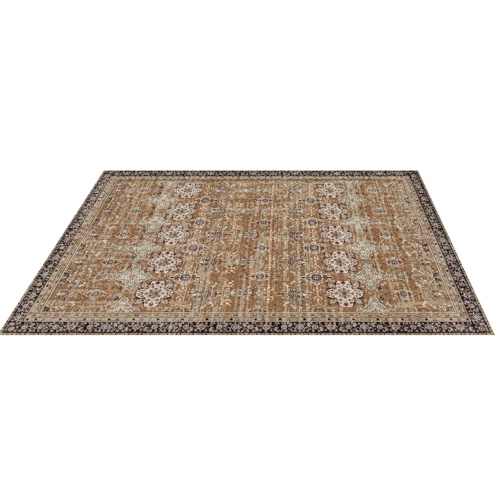 Area Rug, 7.5 X 9.5 Ft Large Washable Rug, Non-Slip And Tear-Resistant Soft Carpet, Pet Friendly Vintage Area Rugs, Indoor Mat For Bedroom, Living Room, Office, Entryway, Brown Green
