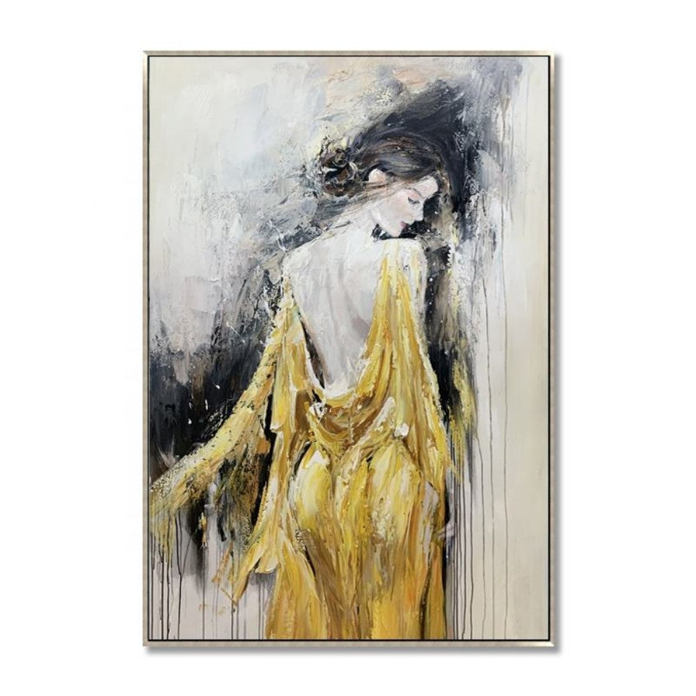 Handmade Oil Painting Canvas Wall Art Decoration Modern Elegant Woman Texture For Home Living Room Decor Rolled Frameless Unstretched Painting