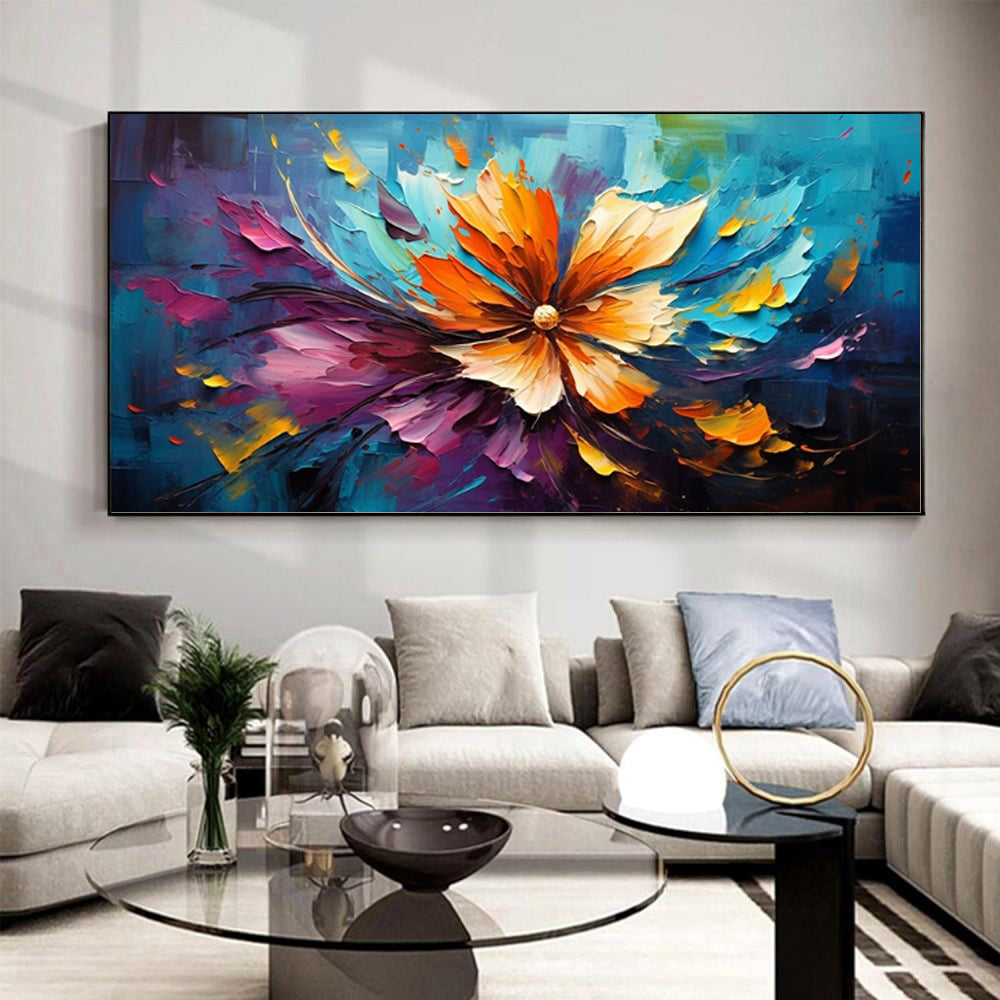 Blooming Flower Painting On Canvas Handmade Oil Painting Wall Art Abstract Colored Floral Modern Living Room Decor Picture Unframed