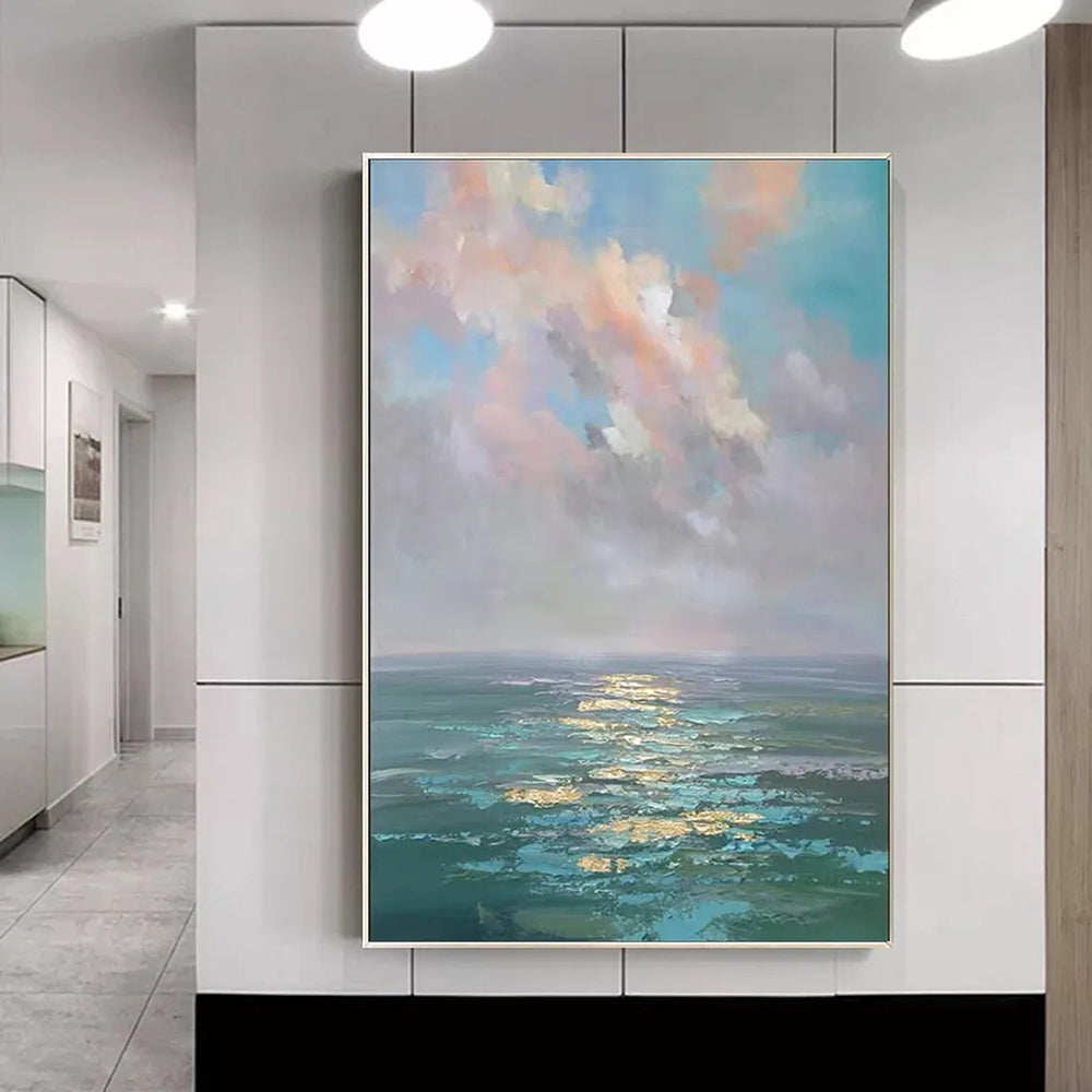 Handmade Oil Painting Canvas Wall Art Decoration Modern Abstract Ocean Landscape For Home Decor Rolled Frameless Unstretched Painting