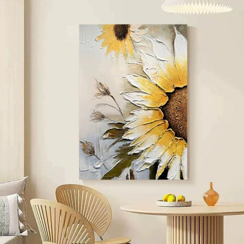 Handmade Oil Painting Canvas Wall Art Decoration Sunflower Modern Texture For Home Living Room Decor Rolled Frameless Unstretched Painting