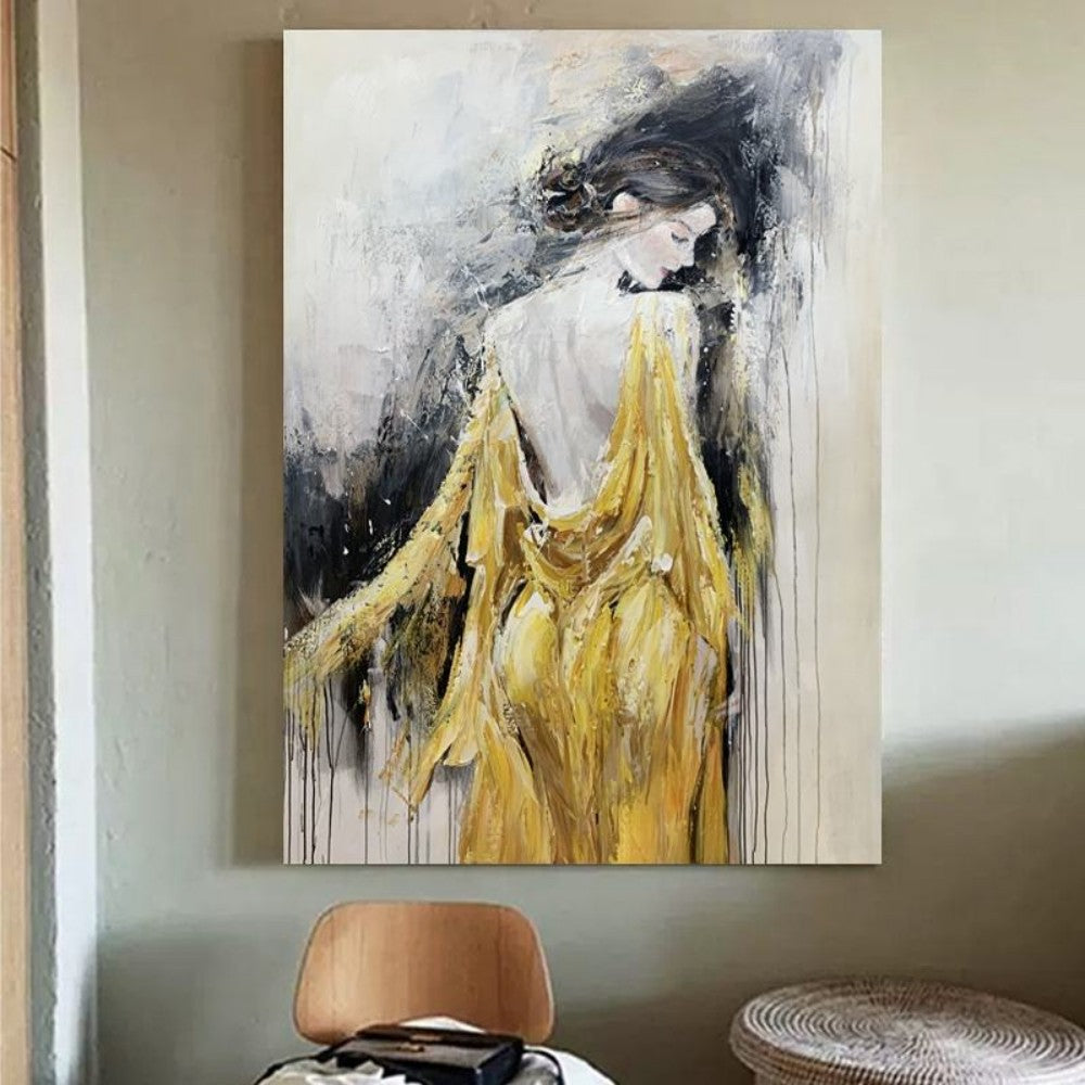 Handmade Oil Painting Canvas Wall Art Decoration Modern Elegant Woman Texture For Home Living Room Decor Rolled Frameless Unstretched Painting
