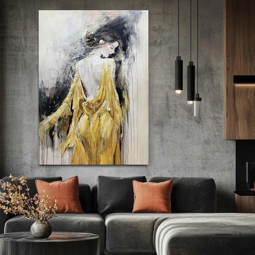 Handmade Oil Painting Canvas Wall Art Decoration Modern Elegant Woman Texture For Home Living Room Decor Rolled Frameless Unstretched Painting